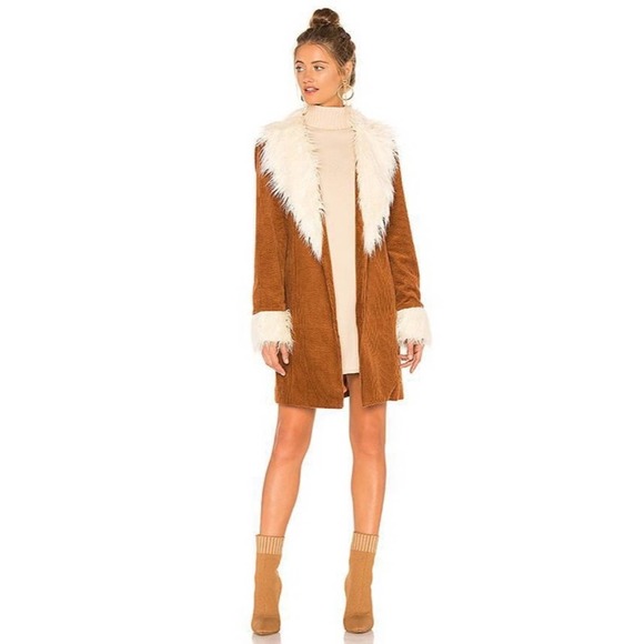 Show Me Your Mumu Corduroy Fur Penny Lane Coat Size XS - Picture 3 of 16